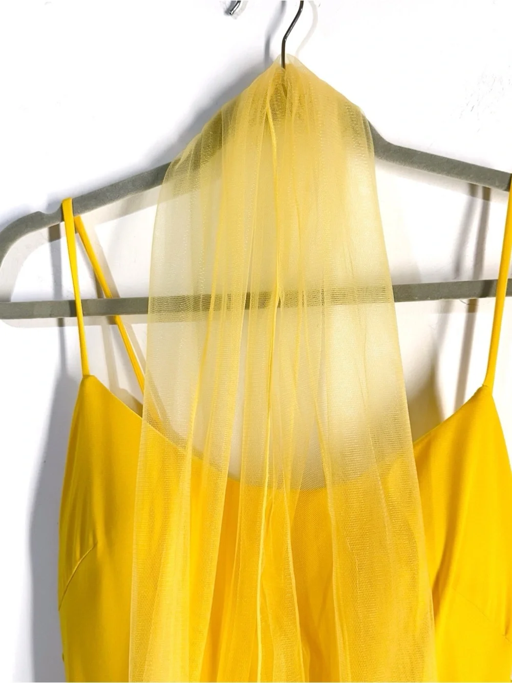 Colors Dress Matte Jersey Strappy Fitted Slit Maxi Dress In Yellow Size 10 NWT